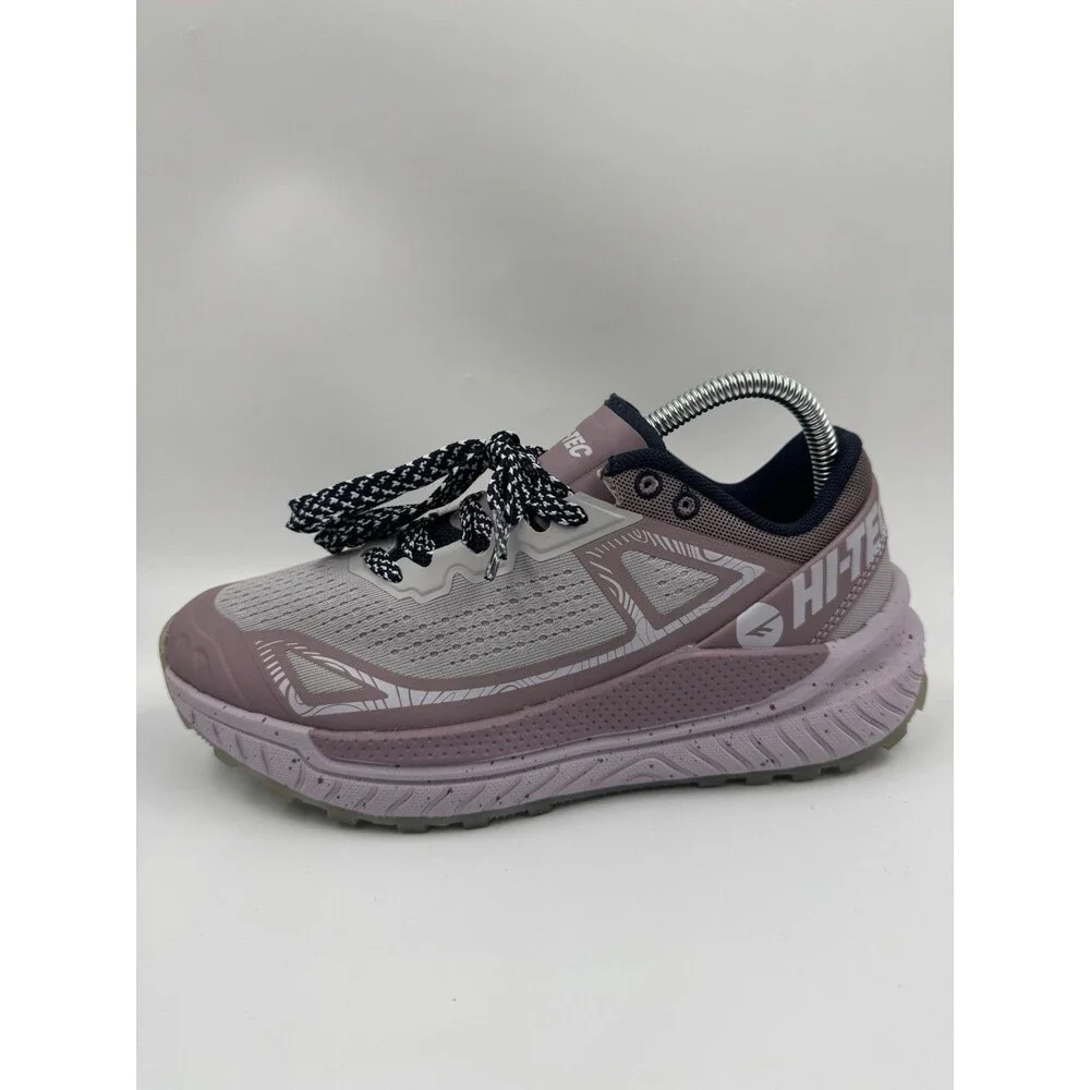 Hi-Tec Women Trail Shoe Athletic 7.5 Breathable Mesh, Lace Up, Lilac, Purple